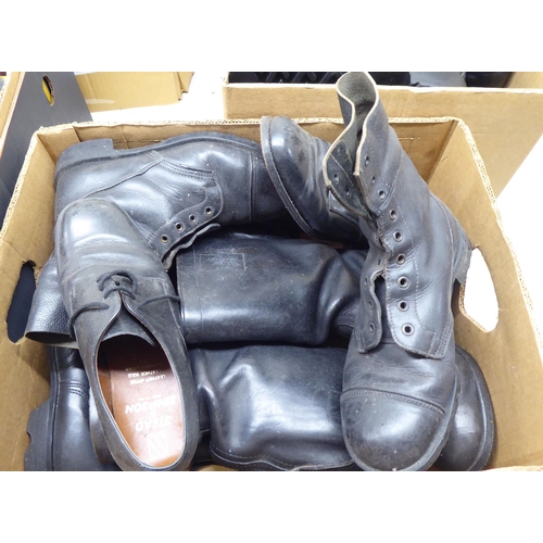 224 - Military and other riding boots, in black hide  various sizes, mostly in pairs(Please Note: this lot... 