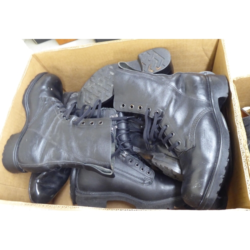 224 - Military and other riding boots, in black hide  various sizes, mostly in pairs(Please Note: this lot... 