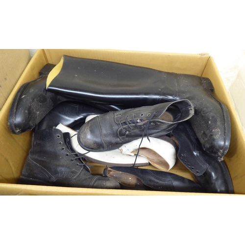 224 - Military and other riding boots, in black hide  various sizes, mostly in pairs(Please Note: this lot... 