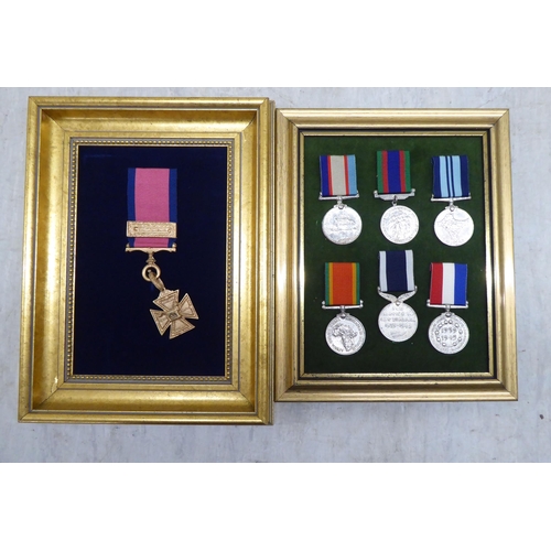 226 - Framed presentation sets of replica medals, some in silver (Please Note: this lot is subject to the ... 