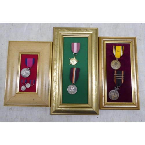 226 - Framed presentation sets of replica medals, some in silver (Please Note: this lot is subject to the ... 