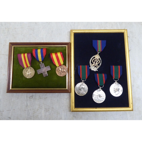 226 - Framed presentation sets of replica medals, some in silver (Please Note: this lot is subject to the ... 