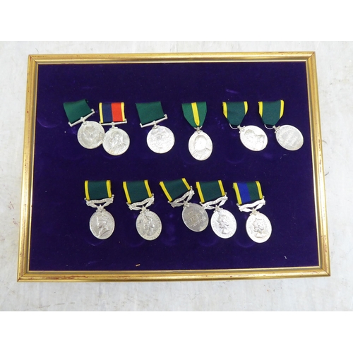 226 - Framed presentation sets of replica medals, some in silver (Please Note: this lot is subject to the ... 