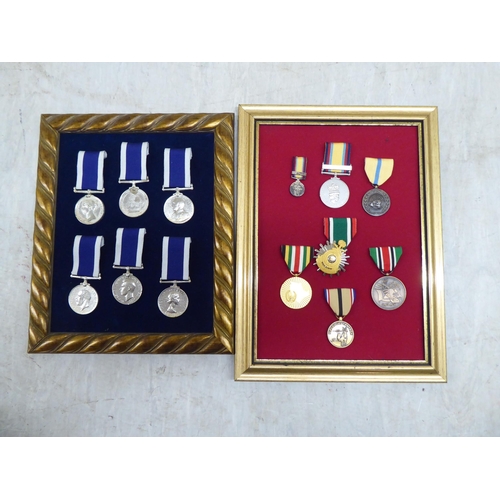 226 - Framed presentation sets of replica medals, some in silver (Please Note: this lot is subject to the ... 