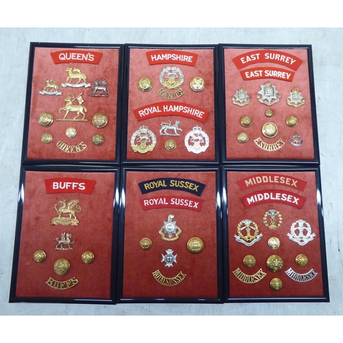 228 - Variously themed replica medals and badges, on presentation fabric backed display boards (Please Not... 