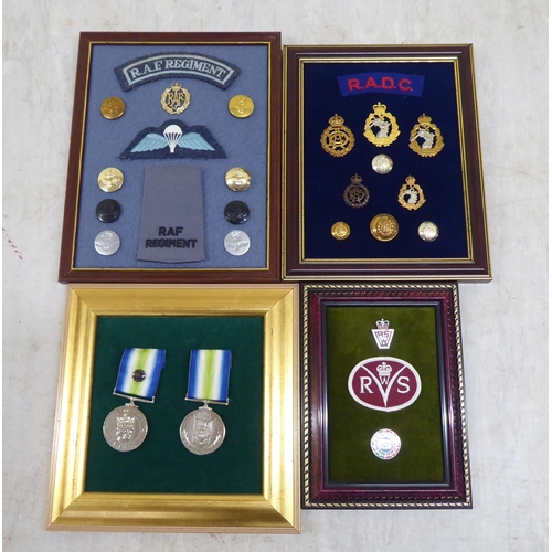 228 - Variously themed replica medals and badges, on presentation fabric backed display boards (Please Not... 