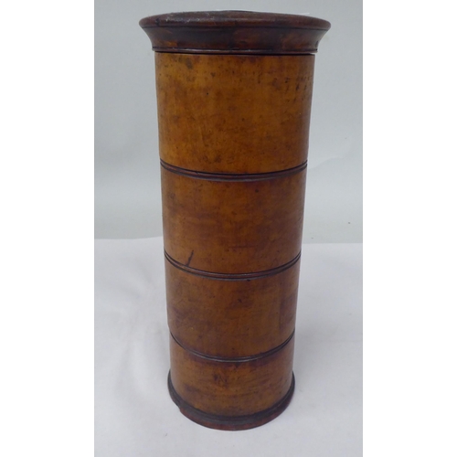 34 - An antique turned treen spice tower with threaded connections, comprising four graduated sections&nb... 