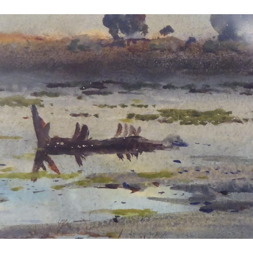 51 - Frank Richards - 'Cottage in Marshland'  watercolour  bears a signature  7