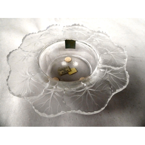 56 - A Lalique France part frosted Honfleur pattern (No.10719) glass dish  5.75