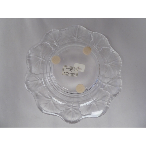 56 - A Lalique France part frosted Honfleur pattern (No.10719) glass dish  5.75