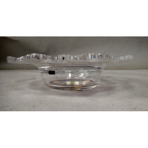 56 - A Lalique France part frosted Honfleur pattern (No.10719) glass dish  5.75