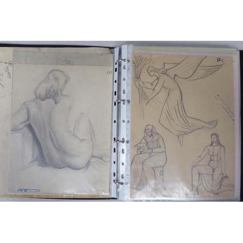 81 - A mixed folio collection of CH Boulet Pfeiffer artwork, comprising figure studies, designs and assoc... 