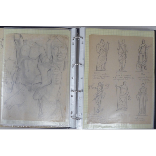 81 - A mixed folio collection of CH Boulet Pfeiffer artwork, comprising figure studies, designs and assoc... 