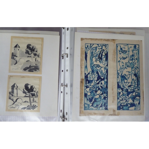 81 - A mixed folio collection of CH Boulet Pfeiffer artwork, comprising figure studies, designs and assoc... 