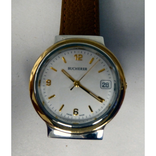 270 - Four variously strapped wristwatches, viz. a 1950s ladies IWC; a Bucherer; a Hamilton; Omega Seamast... 