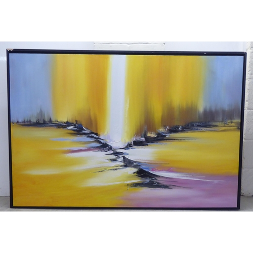 290 - Modern School - an abstract landscape in bright colours  oil on canvas  40