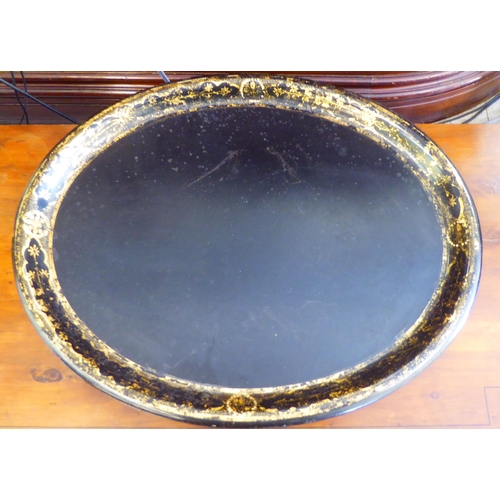 239 - A mixed lot: to include a late Victorian black lacquered and gilded oval serving tray  24