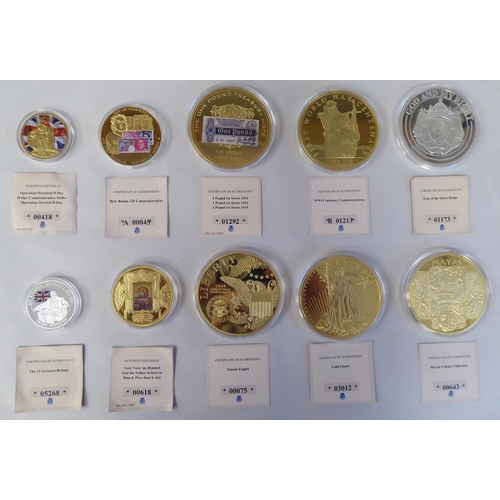 287 - Collectors coins: to include a gold plated United States twenty dollar 