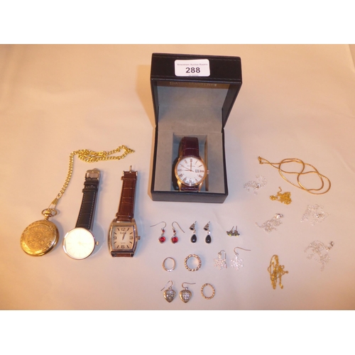 288 - Watches and jewellery: to include a Swiss Master wristwatch, the movement faced by an Arabic dial, o... 