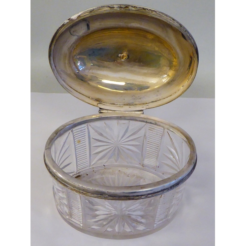 293 - Silver and silver plate: to include an early glass biscuit box with a silver plated, hinged lid ... 