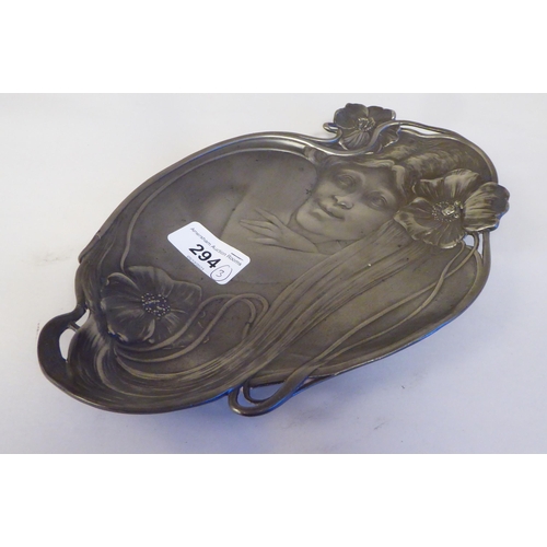 294 - A replica Art Nouveau pewter shallow tray  10