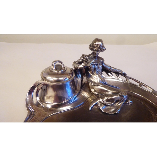 294 - A replica Art Nouveau pewter shallow tray  10