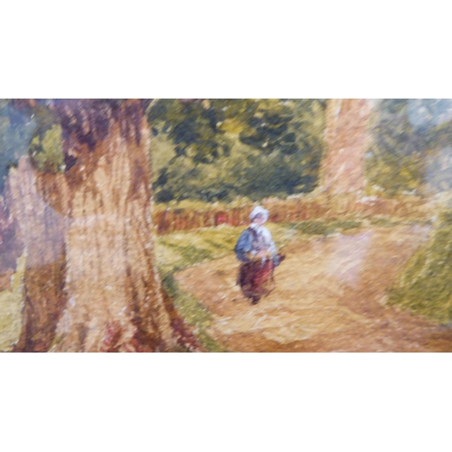 304 - T I Soper - a lone figure walking up a path in an open landscape  watercolour  bears a sig... 