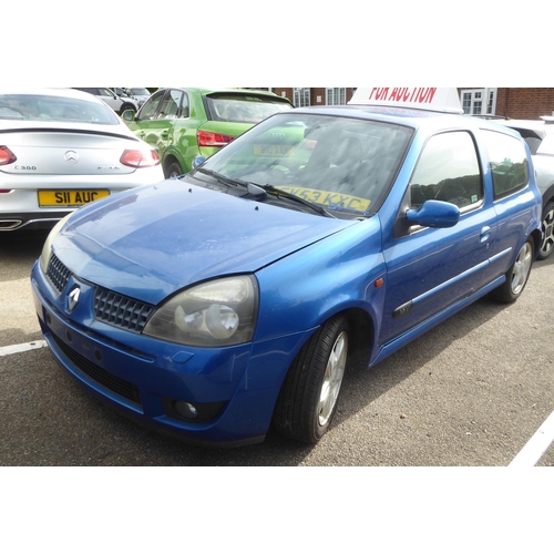 330 - A 2003 Renault Clio Sport hatchback, in blue livery with a 1998cc petrol engine and manual gearbox, ... 