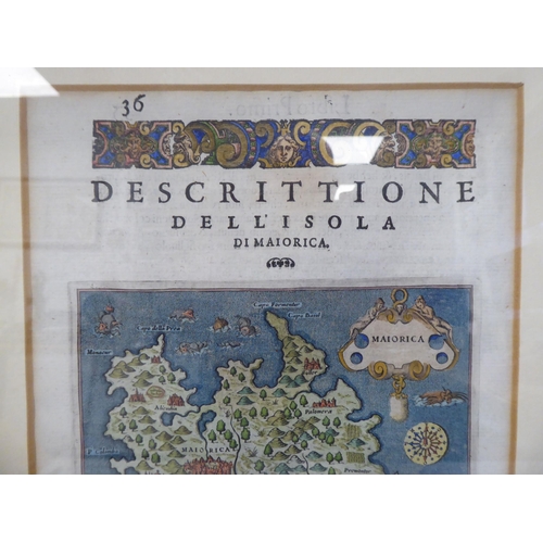 111 - Two 16th/17thC Italian coloured maps, viz. 'Maiorea' and 'Venetia'  each with attendant text, contin... 