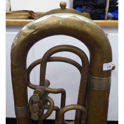 114 - A late 19thC German bi-coloured metal euphonium with a later mouthpiece