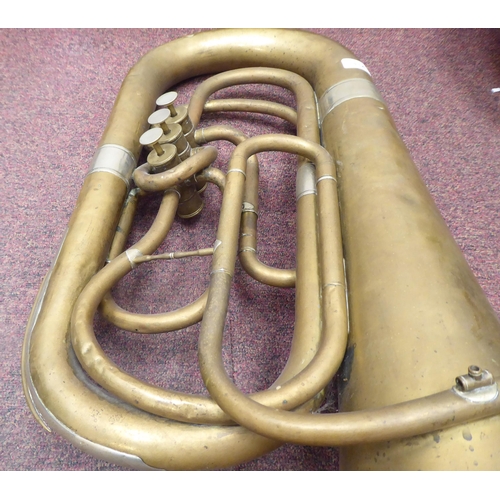 114 - A late 19thC German bi-coloured metal euphonium with a later mouthpiece