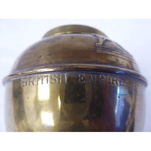 137 - Decorative and domestic metalware: to include a 1925 British Empire Exhibition brass Lipton's Tea ca... 