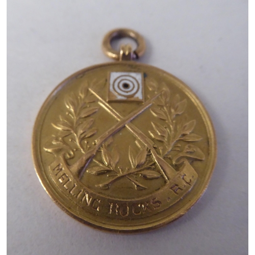 138 - A 9ct gold Melling Rocks RC 1913 Miller Sheild 1st Prize medallion