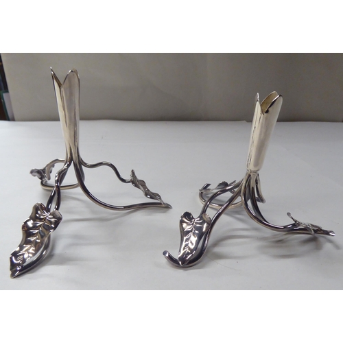 159 - A pair of late Victorian silver plated two-part epergnes with trumpet shaped vases  8