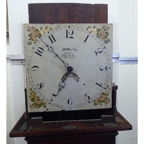 177 - An early 19thC oak longcase clock; the 20 hour movement faced by a painted Arabic dial, inscribed W.... 