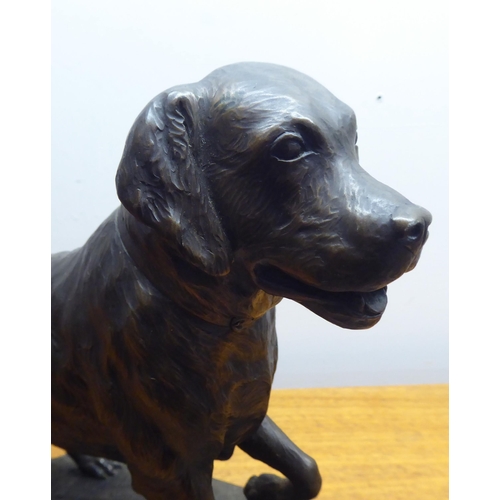 184 - A modern composition figure, a pointing Golden Retriever, on a naturalistic base  12