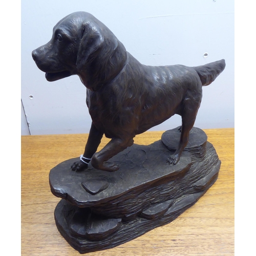 184 - A modern composition figure, a pointing Golden Retriever, on a naturalistic base  12