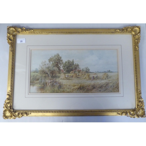 28 - Henry John Kinnaird - 'A Surrey Cornfield'  watercolour  bears an inscription & signat... 