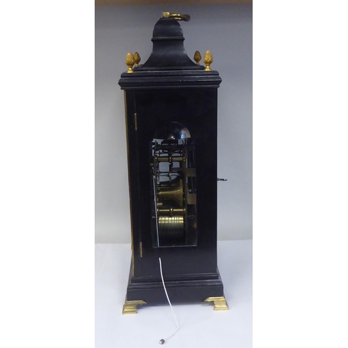 29 - A George III James Asby, London, ebonised brass mounted bracket clock with pineapple finials and a f... 