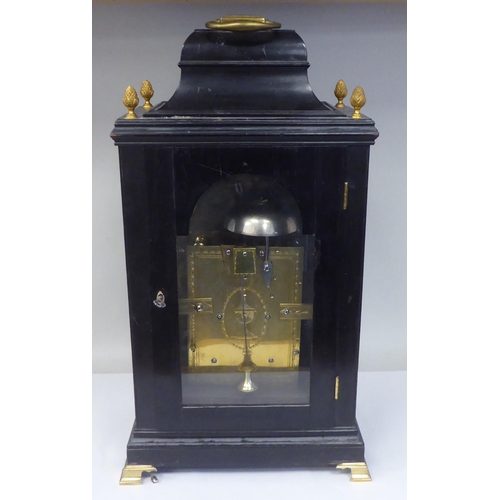 29 - A George III James Asby, London, ebonised brass mounted bracket clock with pineapple finials and a f... 