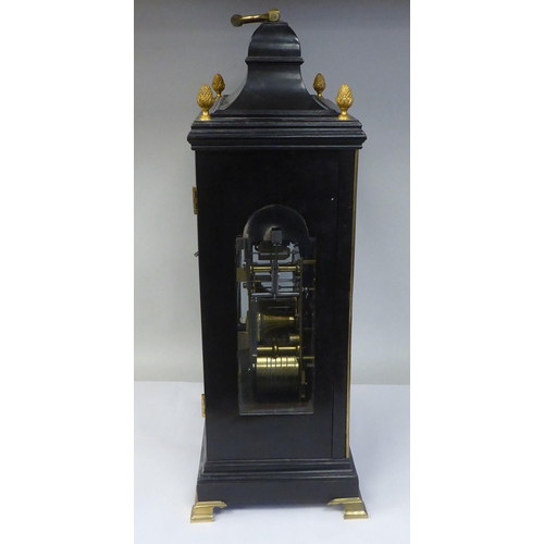 29 - A George III James Asby, London, ebonised brass mounted bracket clock with pineapple finials and a f... 