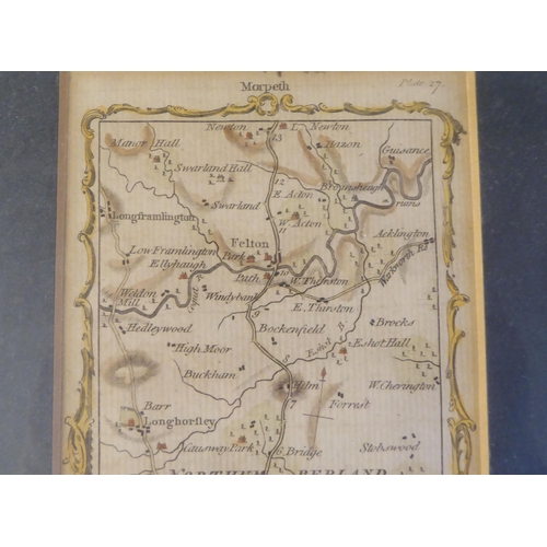 32 - A 19thC coloured road map 'Northumberland' and a schedule of locations on-route  13