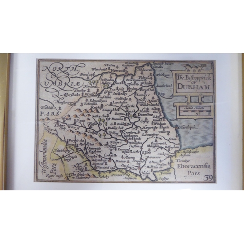 4 - Fourteen framed 17thC and later coloured miniature maps: to include 'Poland' 'Gasconia' 'Italy' and ... 