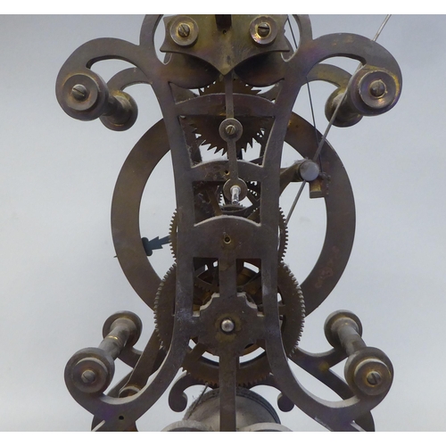 50 - A traditional brass framed skeleton clock, reputed to have been made by Roxroth Apprentices 1985; th... 