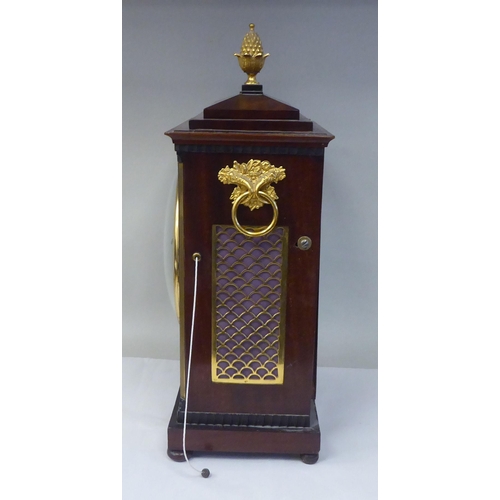 60 - A George III mahogany cased bracket clock with a stepped top, gilt metal pineapple finial and brass ... 