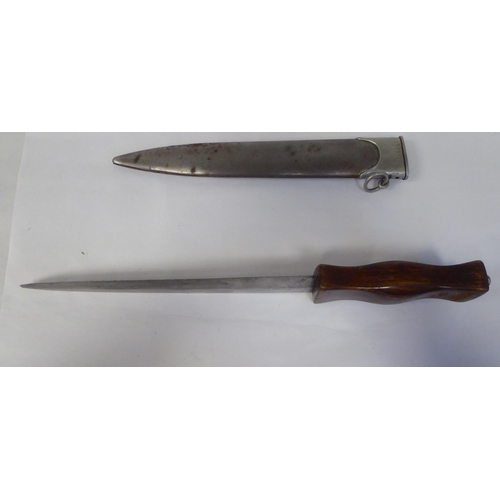 68 - A German dagger with a wooden handgrip, the blade with an engraved motto  9