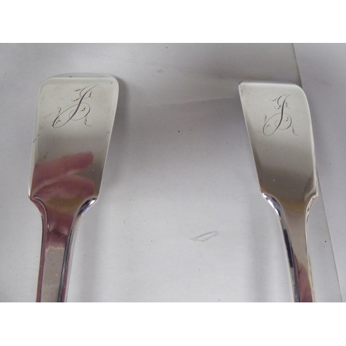 87 - A pair of George IV silver fiddle pattern basting spoons  Jonathan Hayne  London 1823 ... 