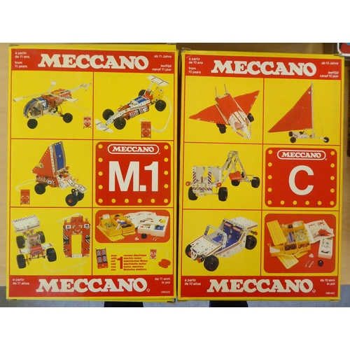 244 - Meccano, various sets, some boxed: to include a World War II Spitfire; and a 'B' set (086401) multi-... 