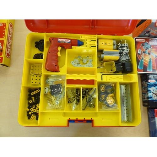 244 - Meccano, various sets, some boxed: to include a World War II Spitfire; and a 'B' set (086401) multi-... 