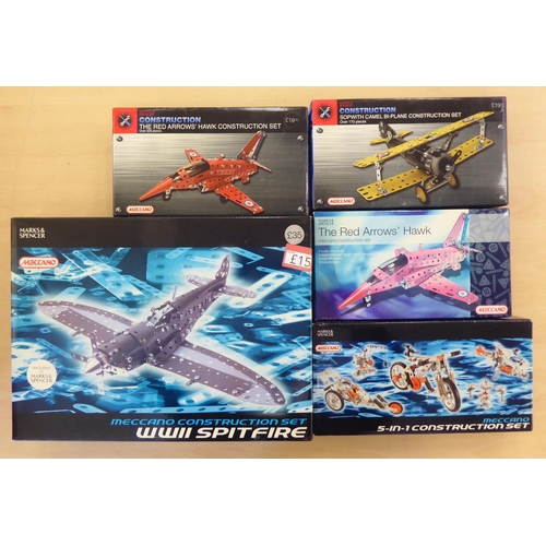 244 - Meccano, various sets, some boxed: to include a World War II Spitfire; and a 'B' set (086401) multi-... 